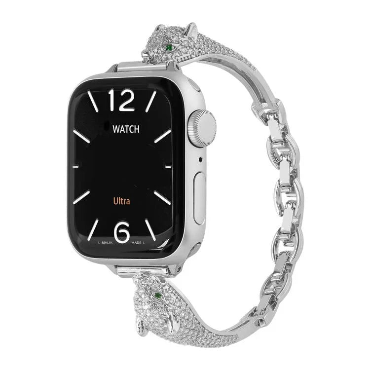 Dây Đeo Đồng Hồ Đầu Báo Đốm Đính Zircon Mạ Đồng, Dành Cho Apple Watch 46mm / 49mm / 45mm / 44mm, Dành Cho Apple Watch 42mm / 41mm / 40mm / 38mm