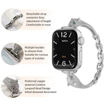Dây Đeo Đồng Hồ Đầu Báo Đốm Đính Zircon Mạ Đồng, Dành Cho Apple Watch 46mm / 49mm / 45mm / 44mm, Dành Cho Apple Watch 42mm / 41mm / 40mm / 38mm