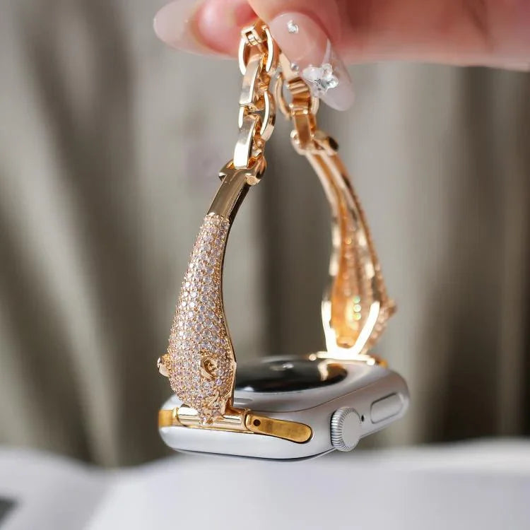 Dây Đeo Đồng Hồ Đầu Báo Đốm Đính Zircon Mạ Đồng, Dành Cho Apple Watch 46mm / 49mm / 45mm / 44mm, Dành Cho Apple Watch 42mm / 41mm / 40mm / 38mm