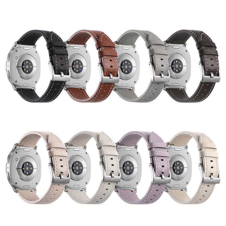 Dây đồng hồ da hai mặt họa tiết vân vải quả vải, Dành cho Samsung Galaxy Watch8 / Watch8 Classic