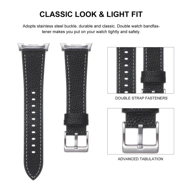 Dây đồng hồ da hai mặt họa tiết vân vải quả vải, Dành cho Samsung Galaxy Watch8 / Watch8 Classic