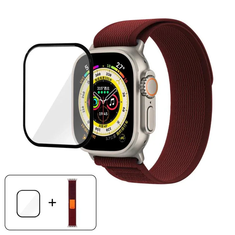Dây Đeo Đồng Hồ Nylon Wild Path Loop Với Màng Cong 3D, Dành Cho Apple Watch Series 9 / 8 / 7 41mm, Dành Cho Apple Watch 3 / 2 / 1 38mm, Dành Cho Apple Watch 3 / 2 / 1 42mm