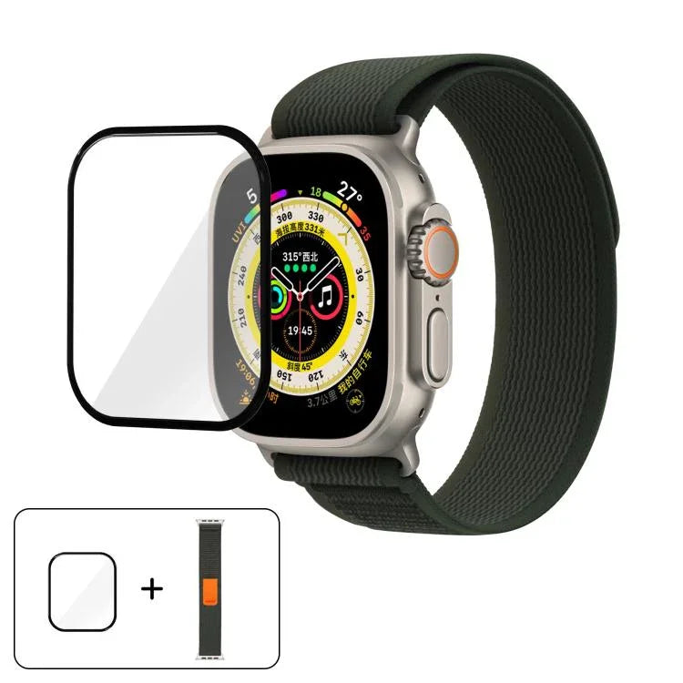 Dây Đeo Đồng Hồ Nylon Wild Path Loop Với Màng Cong 3D, Dành Cho Apple Watch 6 / 5 / 4 / SE 40mm, Dành Cho Apple Watch Ultra / 2 49mm, Dành Cho Apple Watch Series 9 / 8 / 7 45mm