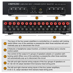 B075 Bộ chọn loa bộ khuếch đại công suất 4 đầu vào 4 đầu ra, 300W chất lượng âm thanh mỗi kênh không mất mát, B075