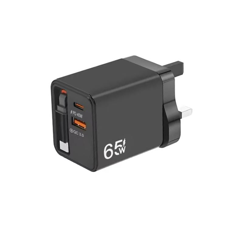 Cáp Type-C 3 trong 1 dài 70cm có thể rút gọn FC1, PD3.0, QC3.0, sạc điện thoại USB, phích cắm Anh