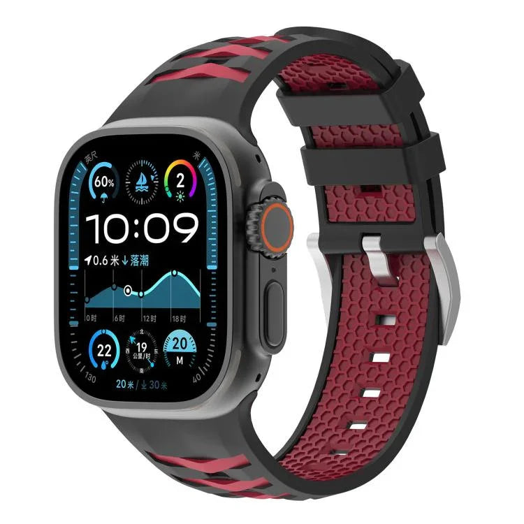 Dây đồng hồ silicone hai màu họa tiết lốp xe, Dành cho Apple Watch 46mm / 49mm / 45mm / 44mm, Dành cho Apple Watch 42mm / 41mm / 40mm / 38mm