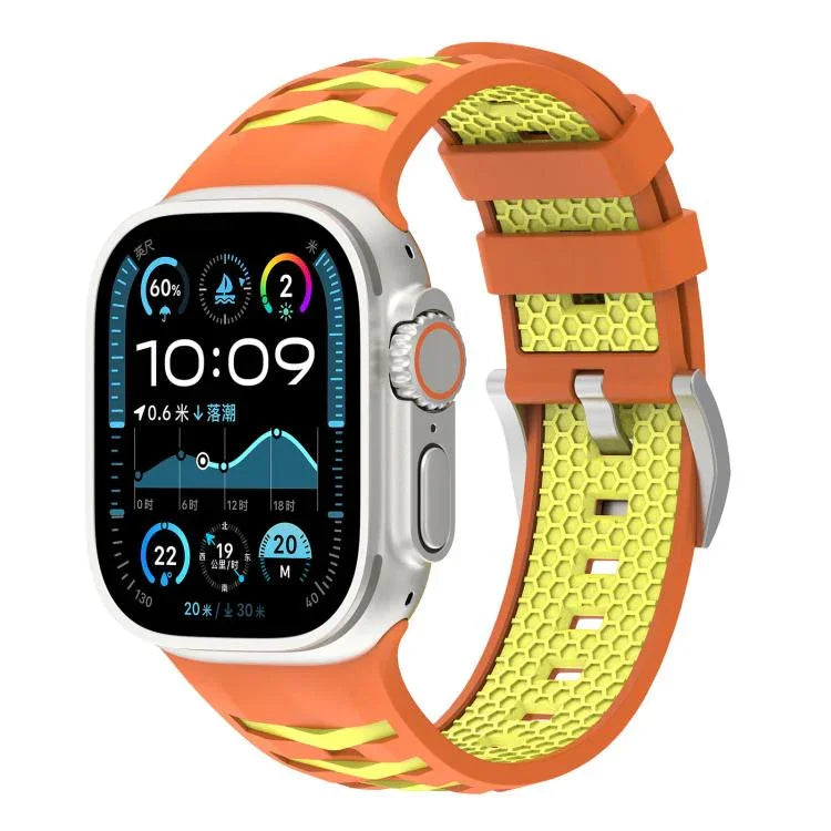 Dây đồng hồ silicone hai màu họa tiết lốp xe, Dành cho Apple Watch 46mm / 49mm / 45mm / 44mm, Dành cho Apple Watch 42mm / 41mm / 40mm / 38mm