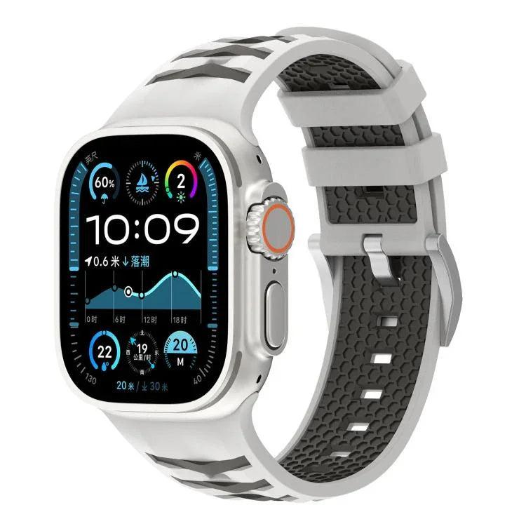 Dây đồng hồ silicone hai màu họa tiết lốp xe, Dành cho Apple Watch 46mm / 49mm / 45mm / 44mm, Dành cho Apple Watch 42mm / 41mm / 40mm / 38mm