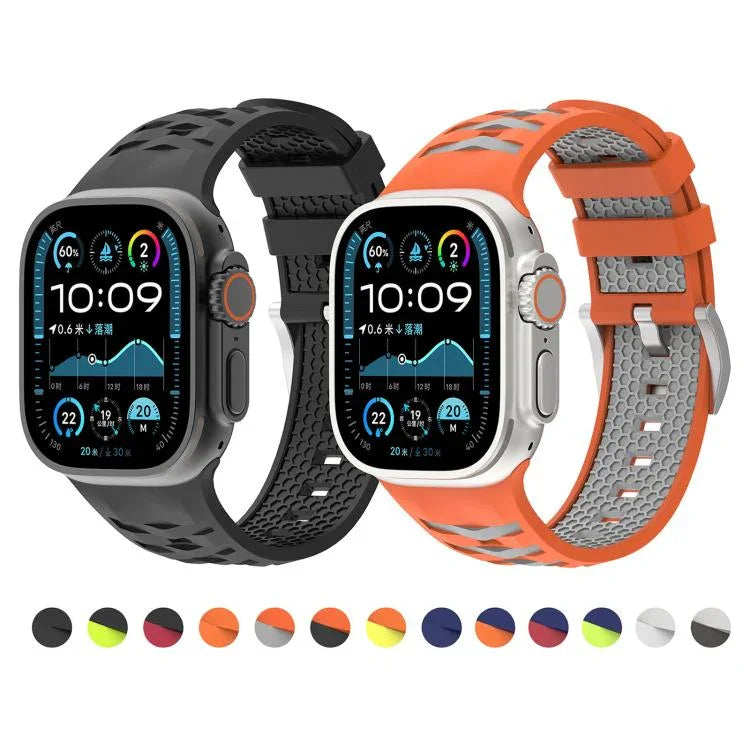 Dây đồng hồ silicone hai màu họa tiết lốp xe, Dành cho Apple Watch 46mm / 49mm / 45mm / 44mm, Dành cho Apple Watch 42mm / 41mm / 40mm / 38mm