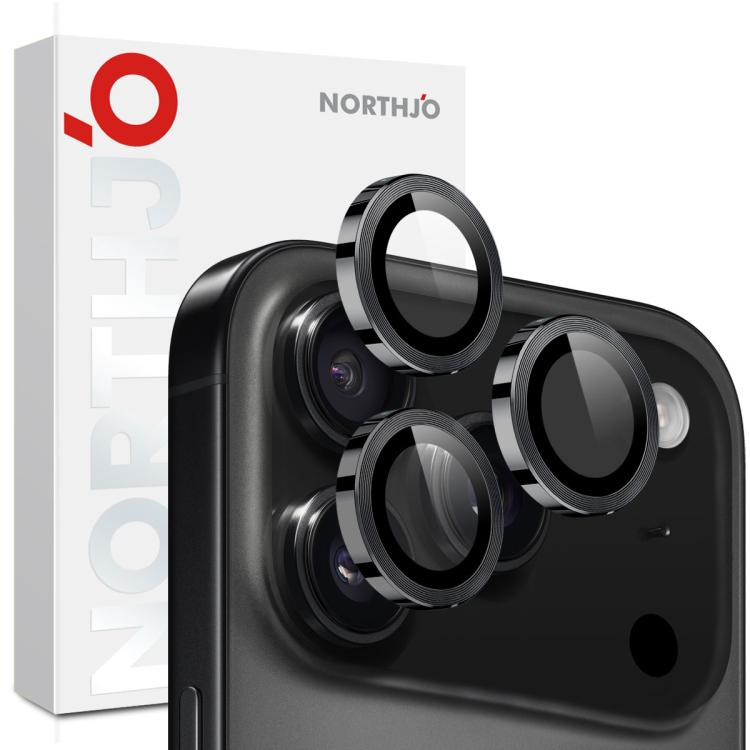 Miếng dán kính cường lực bảo vệ ống kính camera NORTHJO CD vòng kim loại, dành cho iPhone 17 Pro / 17 Pro Max