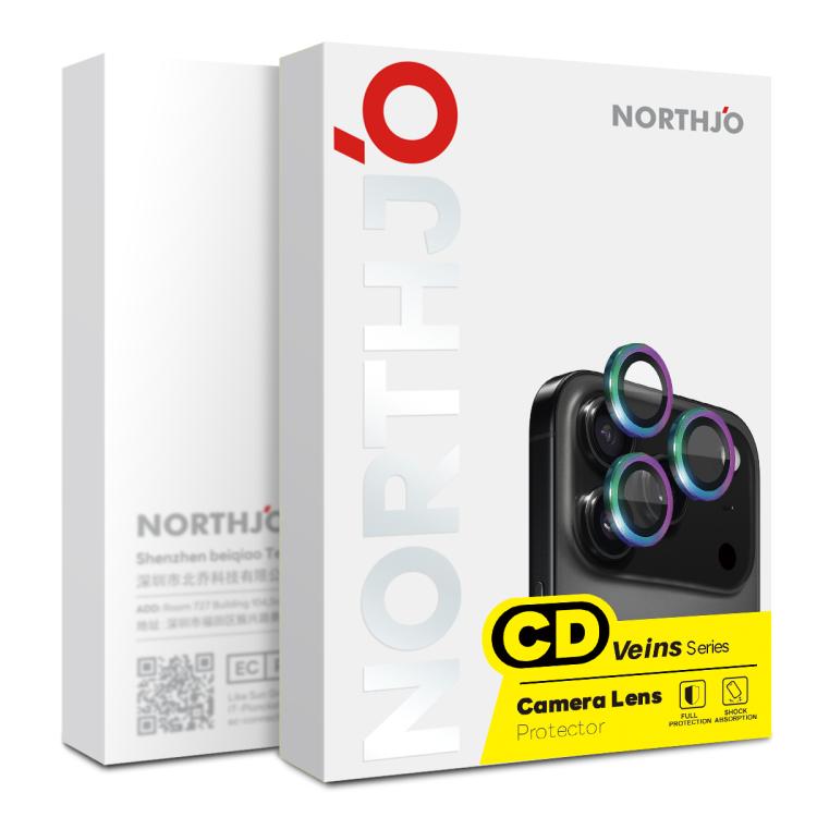 Miếng dán kính cường lực bảo vệ ống kính camera NORTHJO CD vòng kim loại, dành cho iPhone 17 Pro / 17 Pro Max