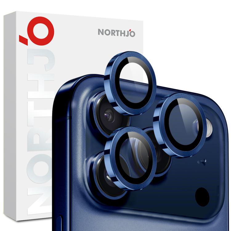 Miếng dán kính cường lực bảo vệ ống kính camera NORTHJO CD vòng kim loại, dành cho iPhone 17 Pro / 17 Pro Max