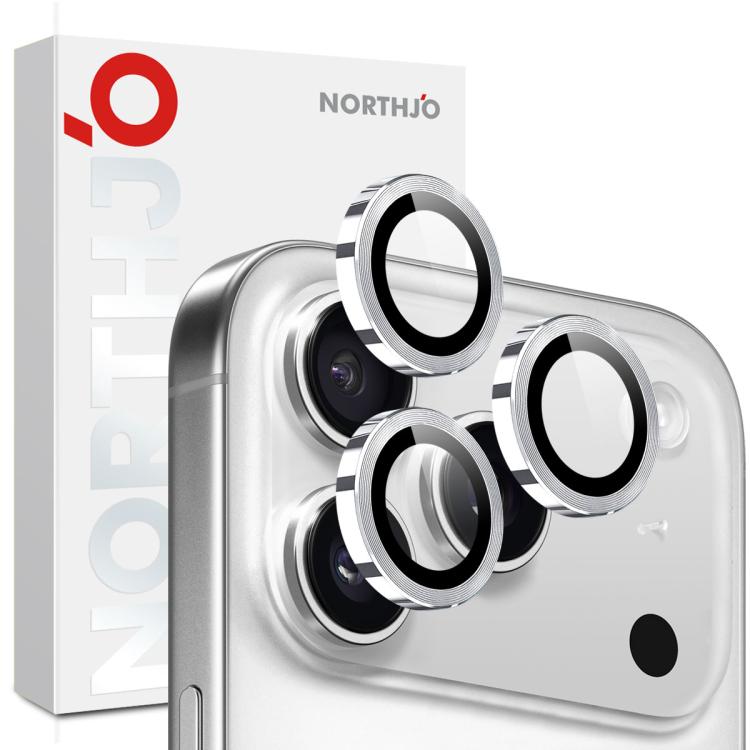 Miếng dán kính cường lực bảo vệ ống kính camera NORTHJO CD vòng kim loại, dành cho iPhone 17 Pro / 17 Pro Max