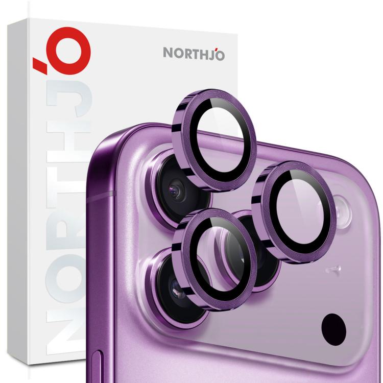 Miếng dán kính cường lực bảo vệ ống kính camera NORTHJO CD vòng kim loại, dành cho iPhone 17 Pro / 17 Pro Max