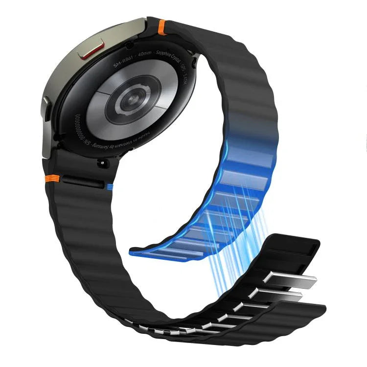 Dây Đeo Đồng Hồ Silicone Khóa Nam Châm Khâu Hạt Sóng, Dành Cho Samsung Galaxy Watch 7 / 6 / 5 / 4