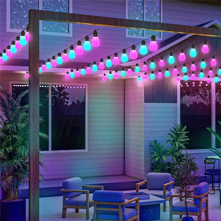 Đèn dây thông minh WiFi RGBIC IP65 chống nước S14 điều khiển từ xa qua ứng dụng WiFi BLE, 12M 20 bóng