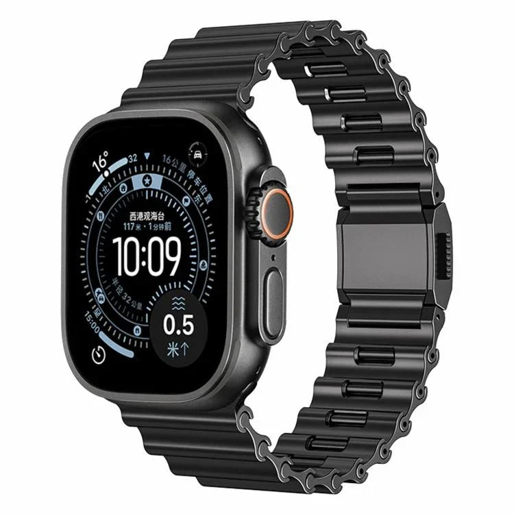 Ocean Wave Magnetic Buckle Stainless Steel Watch Band, For Apple Watch 46mm / 49mm / 45mm / 44mm