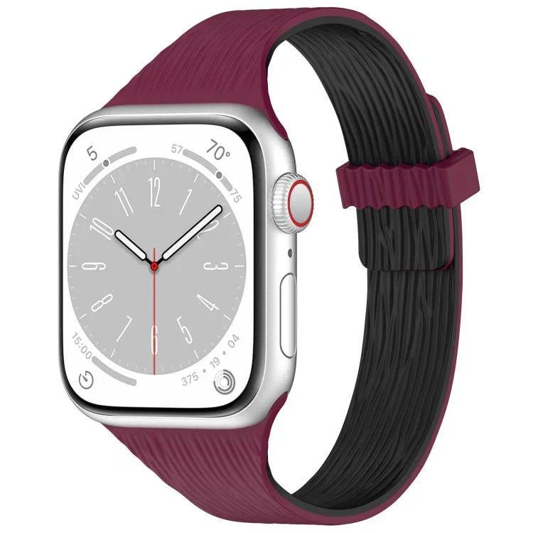 Dây đồng hồ silicone khóa nam châm eo nhỏ vân gỗ nước, Dành cho Apple Watch 46mm / 49mm / 45mm / 44mm, Dành cho Apple Watch 42mm / 41mm / 40mm / 38mm