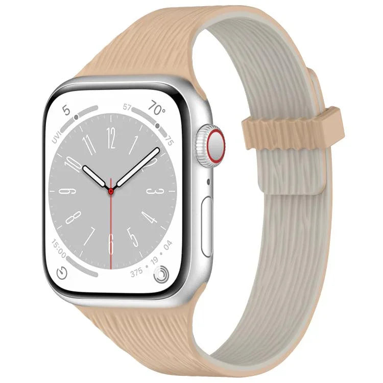 Dây đồng hồ silicone khóa nam châm eo nhỏ vân gỗ nước, Dành cho Apple Watch 46mm / 49mm / 45mm / 44mm, Dành cho Apple Watch 42mm / 41mm / 40mm / 38mm