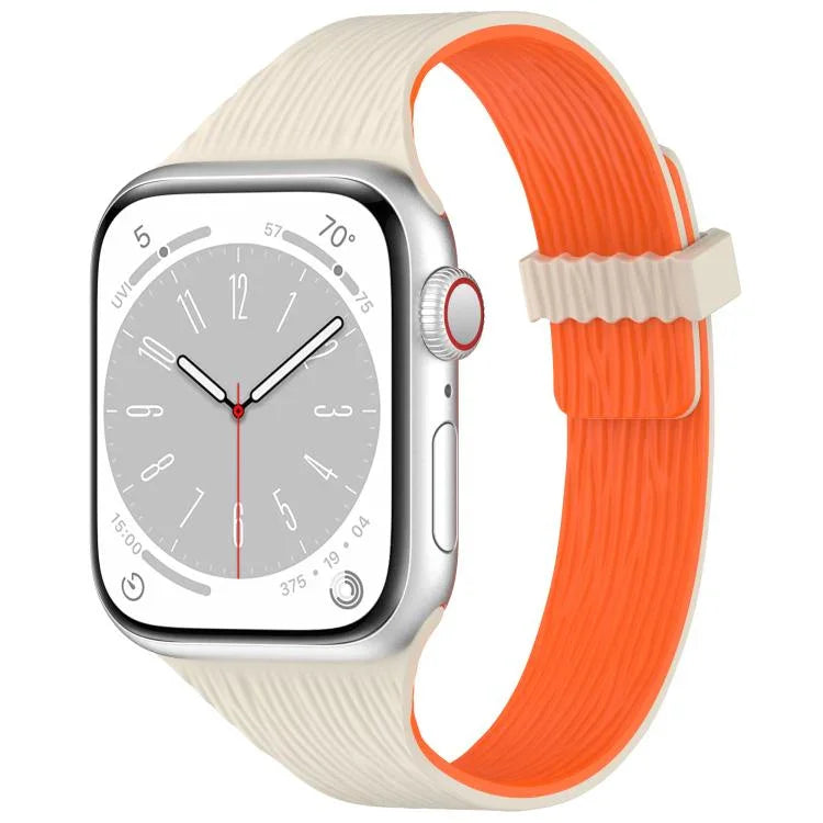 Dây đồng hồ silicone khóa nam châm eo nhỏ vân gỗ nước, Dành cho Apple Watch 46mm / 49mm / 45mm / 44mm, Dành cho Apple Watch 42mm / 41mm / 40mm / 38mm