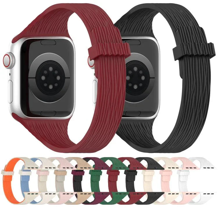 Dây đồng hồ silicone khóa nam châm eo nhỏ vân gỗ nước, Dành cho Apple Watch 46mm / 49mm / 45mm / 44mm, Dành cho Apple Watch 42mm / 41mm / 40mm / 38mm