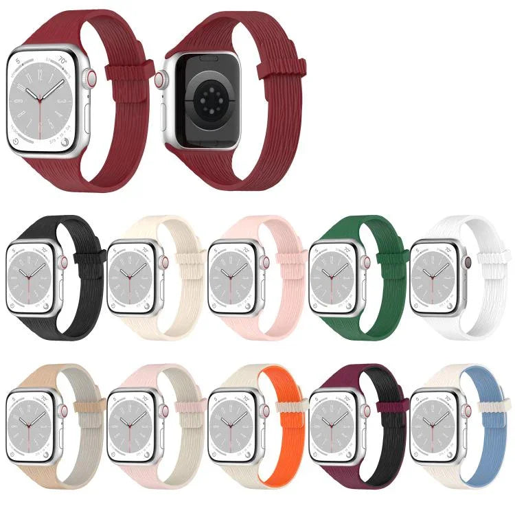 Dây đồng hồ silicone khóa nam châm eo nhỏ vân gỗ nước, Dành cho Apple Watch 46mm / 49mm / 45mm / 44mm, Dành cho Apple Watch 42mm / 41mm / 40mm / 38mm