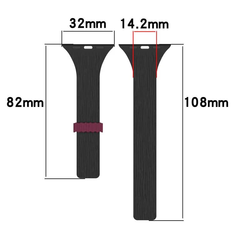 Dây đồng hồ silicone khóa nam châm eo nhỏ vân gỗ nước, Dành cho Apple Watch 46mm / 49mm / 45mm / 44mm, Dành cho Apple Watch 42mm / 41mm / 40mm / 38mm