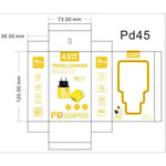 GaN 45W PD3.0 + QC3.0 Fully Compatible Protocol Charger for Laptops / Tablets，EU Plug, EU Plug