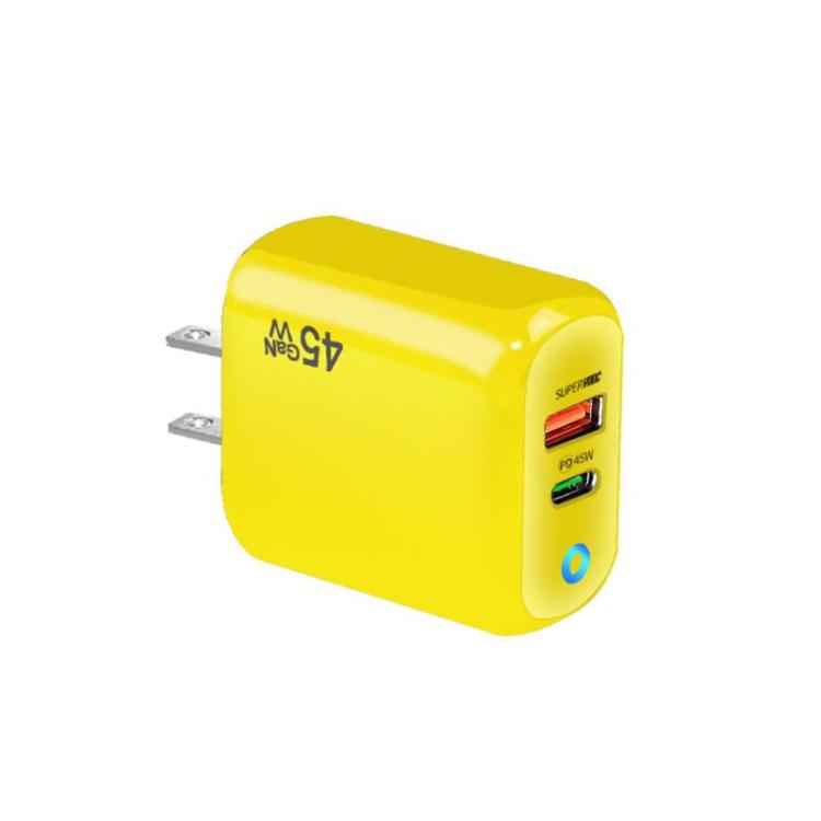 Sạc tương thích đầy đủ GaN 45W PD3.0 + QC3.0 cho laptop / máy tính bảng, phích cắm US, phích cắm US