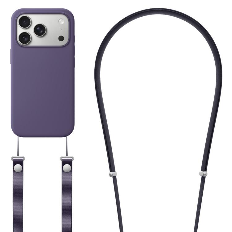 Ốp lưng silicone lỏng giả nylon đeo chéo có nam châm và hoạt hình pop-up, dành cho iPhone 17 Pro Max, iPhone 17 Pro, iPhone 17