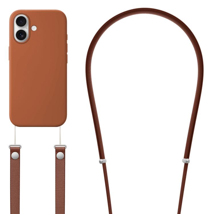 Ốp lưng silicone lỏng giả nylon đeo chéo có nam châm và hoạt hình pop-up, dành cho iPhone 17 Pro Max, iPhone 17 Pro, iPhone 17