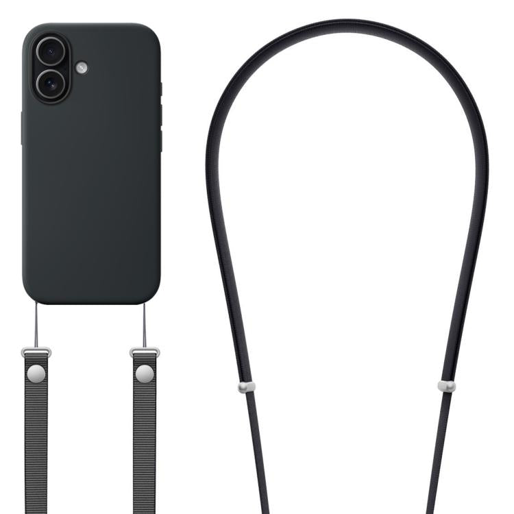 Ốp lưng silicone lỏng giả nylon đeo chéo có nam châm và hoạt hình pop-up, dành cho iPhone 17 Pro Max, iPhone 17 Pro, iPhone 17