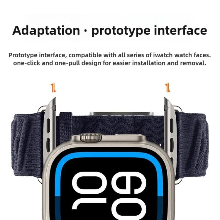 Dây đồng hồ nylon Twill kiểu H, Dành cho Apple Watch 46mm / 49mm / 45mm / 44mm, Dành cho Apple Watch 42mm / 41mm / 40mm / 38mm