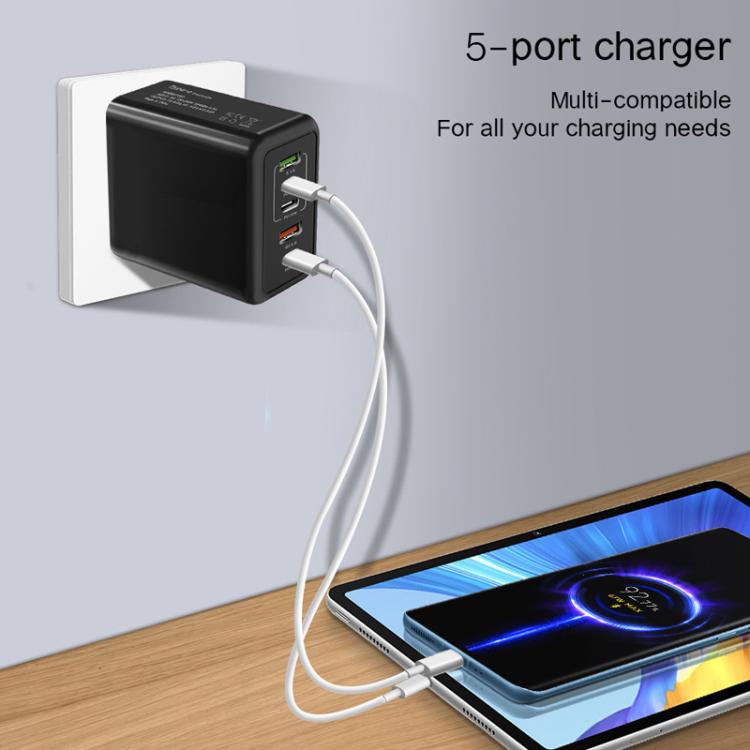 TE-PD43 Sạc đa cổng Type-C x 3, USB-A x 2 cho điện thoại / máy tính bảng, phích cắm EU, phích cắm EU
