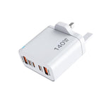 Bộ sạc đa cổng TE-PD43 Type-C x 3, USB-A x 2 cho điện thoại di động / máy tính bảng, phích cắm UK, phích cắm UK