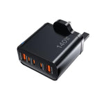 Bộ sạc đa cổng TE-PD43 Type-C x 3, USB-A x 2 cho điện thoại di động / máy tính bảng, phích cắm UK, phích cắm UK