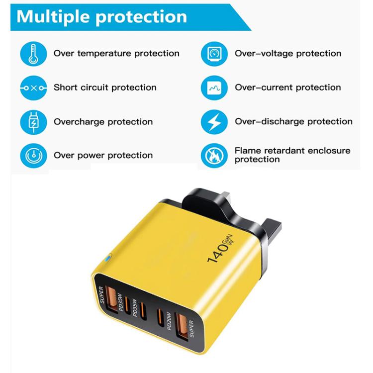 Bộ sạc đa cổng TE-PD43 Type-C x 3, USB-A x 2 cho điện thoại di động / máy tính bảng, phích cắm UK, phích cắm UK