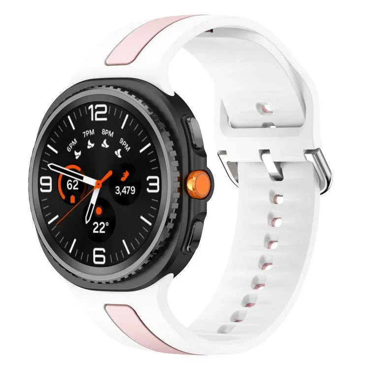 Dây Đồng Hồ Silicone Hai Màu Sọc Dọc Khóa Bạc, Dành Cho Samsung Galaxy Watch8 / Watch8 Classic