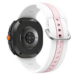 Dây Đồng Hồ Silicone Hai Màu Sọc Dọc Khóa Bạc, Dành Cho Samsung Galaxy Watch8 / Watch8 Classic