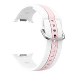 Dây Đồng Hồ Silicone Hai Màu Sọc Dọc Khóa Bạc, Dành Cho Samsung Galaxy Watch8 / Watch8 Classic