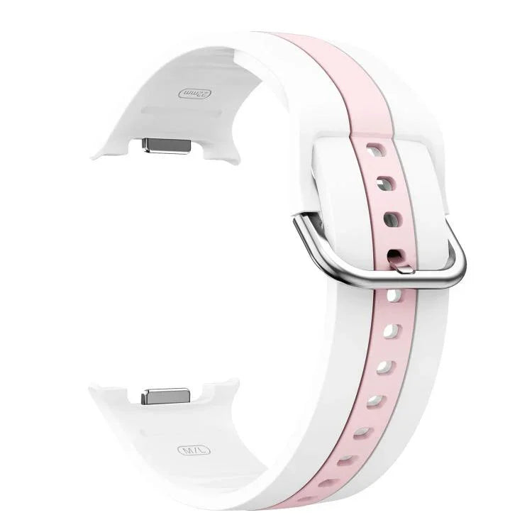 Dây Đồng Hồ Silicone Hai Màu Sọc Dọc Khóa Bạc, Dành Cho Samsung Galaxy Watch8 / Watch8 Classic