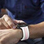 Dây Đồng Hồ Silicone Hai Màu Sọc Dọc Khóa Bạc, Dành Cho Samsung Galaxy Watch8 / Watch8 Classic