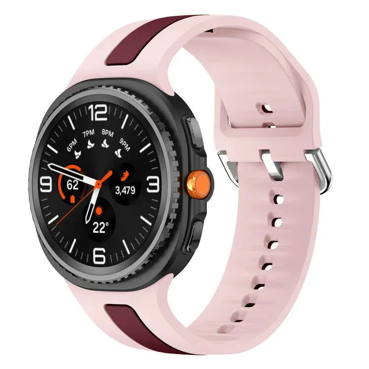 Dây Đồng Hồ Silicone Hai Màu Sọc Dọc Khóa Bạc, Dành Cho Samsung Galaxy Watch8 / Watch8 Classic