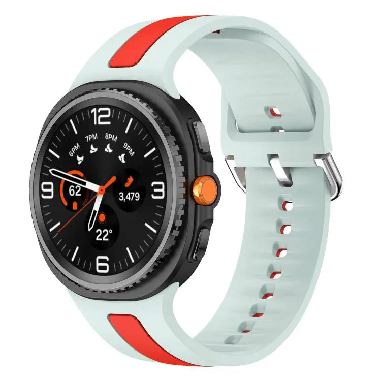 Dây Đồng Hồ Silicone Hai Màu Sọc Dọc Khóa Bạc, Dành Cho Samsung Galaxy Watch8 / Watch8 Classic