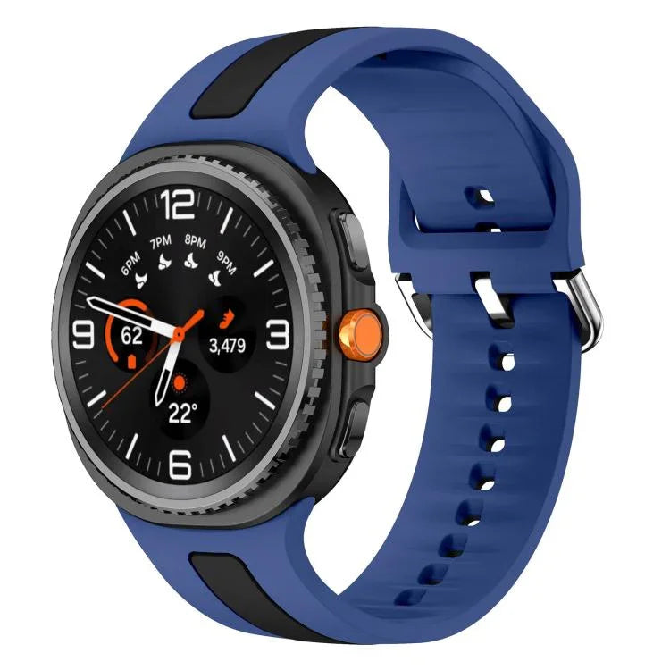 Dây Đồng Hồ Silicone Hai Màu Sọc Dọc Khóa Bạc, Dành Cho Samsung Galaxy Watch8 / Watch8 Classic