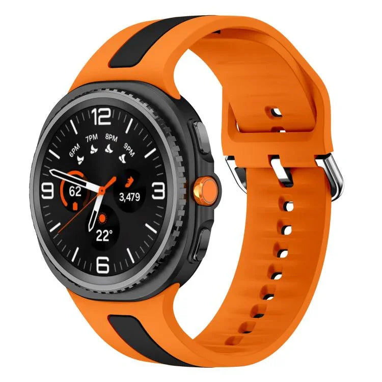 Dây Đồng Hồ Silicone Hai Màu Sọc Dọc Khóa Bạc, Dành Cho Samsung Galaxy Watch8 / Watch8 Classic