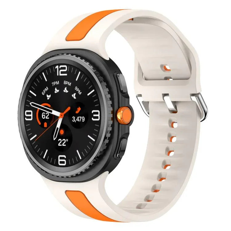 Dây Đồng Hồ Silicone Hai Màu Sọc Dọc Khóa Bạc, Dành Cho Samsung Galaxy Watch8 / Watch8 Classic