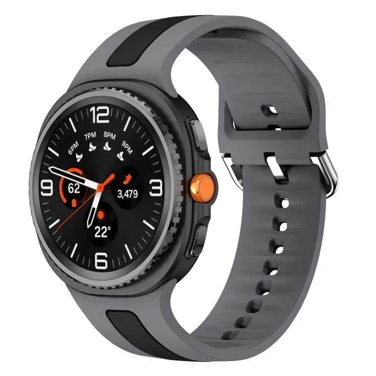 Dây Đồng Hồ Silicone Hai Màu Sọc Dọc Khóa Bạc, Dành Cho Samsung Galaxy Watch8 / Watch8 Classic