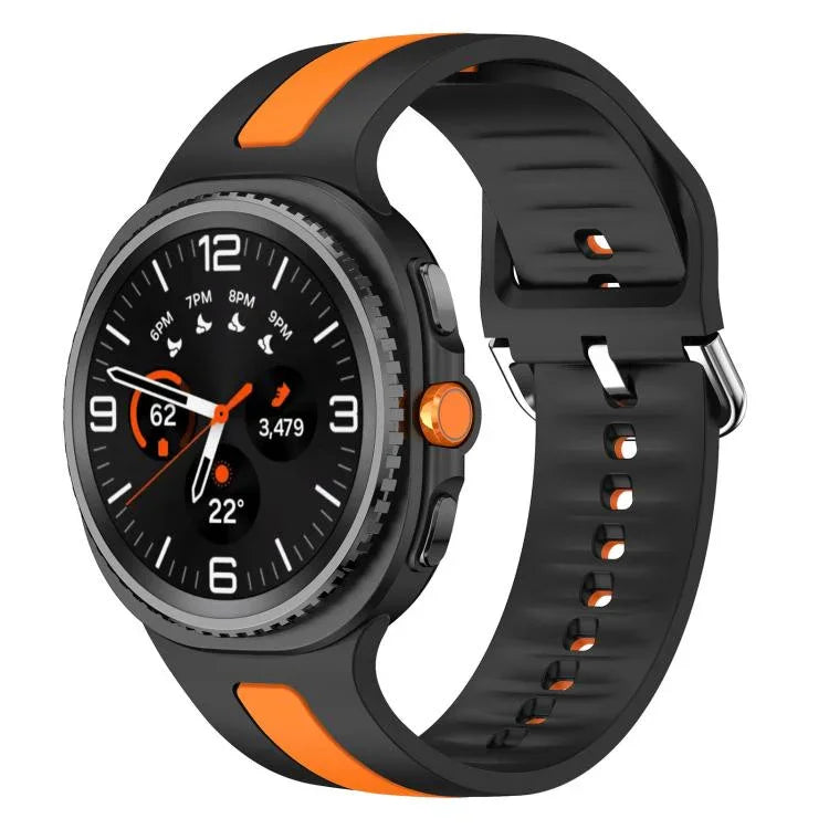 Dây Đồng Hồ Silicone Hai Màu Sọc Dọc Khóa Bạc, Dành Cho Samsung Galaxy Watch8 / Watch8 Classic