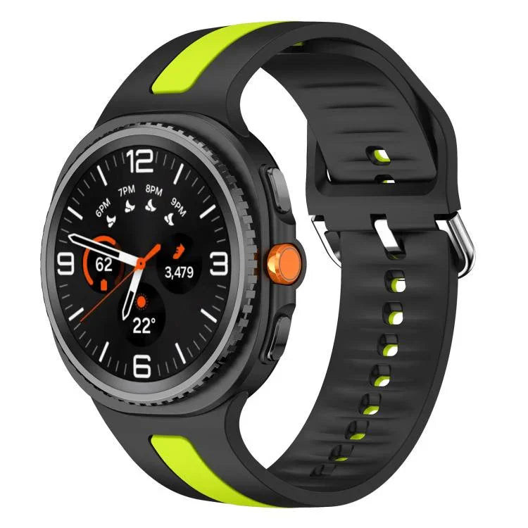 Dây Đồng Hồ Silicone Hai Màu Sọc Dọc Khóa Bạc, Dành Cho Samsung Galaxy Watch8 / Watch8 Classic